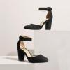 image:imageDREAM PAIRS Womens High Heel Ankle Strap Closed Toe Chunky Wedding Pumps ShoesBlackSuede