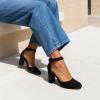 image:imageDREAM PAIRS Womens High Heel Ankle Strap Closed Toe Chunky Wedding Pumps ShoesBlackSuede