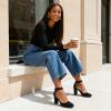image:imageDREAM PAIRS Womens High Heel Ankle Strap Closed Toe Chunky Wedding Pumps ShoesBlackSuede