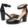image:imageDREAM PAIRS Womens High Heel Ankle Strap Closed Toe Chunky Wedding Pumps ShoesBlackpu