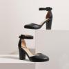 image:imageDREAM PAIRS Womens High Heel Ankle Strap Closed Toe Chunky Wedding Pumps ShoesBlackpu