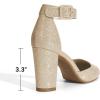image:imageDREAM PAIRS Womens High Heel Ankle Strap Closed Toe Chunky Wedding Pumps ShoesGoldGlitter