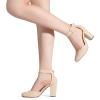 image:imageDREAM PAIRS Womens High Heel Ankle Strap Closed Toe Chunky Wedding Pumps ShoesNudeNubuck