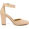 image:imageDREAM PAIRS Womens High Heel Ankle Strap Closed Toe Chunky Wedding Pumps ShoesNudeNubuck