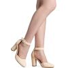 image:imageDREAM PAIRS Womens High Heel Ankle Strap Closed Toe Chunky Wedding Pumps ShoesNudeNubuck