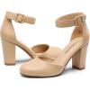 image:imageDREAM PAIRS Womens High Heel Ankle Strap Closed Toe Chunky Wedding Pumps ShoesNudepu