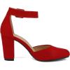 image:imageDREAM PAIRS Womens High Heel Ankle Strap Closed Toe Chunky Wedding Pumps ShoesRedSuede