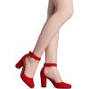 image:imageDREAM PAIRS Womens High Heel Ankle Strap Closed Toe Chunky Wedding Pumps ShoesRedSuede