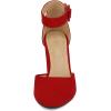 image:imageDREAM PAIRS Womens High Heel Ankle Strap Closed Toe Chunky Wedding Pumps ShoesRedSuede