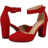 image:imageDREAM PAIRS Womens High Heel Ankle Strap Closed Toe Chunky Wedding Pumps ShoesRedSuede