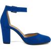 image:imageDREAM PAIRS Womens High Heel Ankle Strap Closed Toe Chunky Wedding Pumps ShoesRoyalBlueSuede