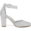 image:imageDREAM PAIRS Womens High Heel Ankle Strap Closed Toe Chunky Wedding Pumps ShoesSilverGlitter
