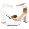 image:imageDREAM PAIRS Womens High Heel Ankle Strap Closed Toe Chunky Wedding Pumps ShoesWhitePu