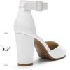 image:imageDREAM PAIRS Womens High Heel Ankle Strap Closed Toe Chunky Wedding Pumps ShoesWhitePu