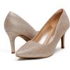 image:imageDREAM PAIRS Womens High Stiletto Heels Closed Pointed Toe Dress Pumps Shoes for Wedding Work Office Business 3 InchesGoldGlitter