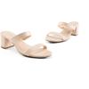 image:imageDREAM PAIRS Womens Two Strap Open Toe Low Block Chunky Heels Sandals Dress Pumps Casual Summer Mules ShoesApricontPu