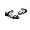 image:imageDREAM PAIRS Womens Two Strap Open Toe Low Block Chunky Heels Sandals Dress Pumps Casual Summer Mules ShoesBlackPu