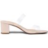 image:imageDREAM PAIRS Womens Two Strap Open Toe Low Block Chunky Heels Sandals Dress Pumps Casual Summer Mules ShoesNudeTpu