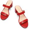 image:imageDREAM PAIRS Womens Two Strap Open Toe Low Block Chunky Heels Sandals Dress Pumps Casual Summer Mules ShoesRedpu
