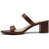 image:imageDREAM PAIRS Womens Two Strap Open Toe Low Block Chunky Heels Sandals Dress Pumps Casual Summer Mules ShoesToffee