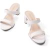 image:imageDREAM PAIRS Womens Two Strap Open Toe Low Block Chunky Heels Sandals Dress Pumps Casual Summer Mules ShoesWhitePu