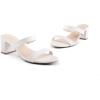 image:imageDREAM PAIRS Womens Two Strap Open Toe Low Block Chunky Heels Sandals Dress Pumps Casual Summer Mules ShoesWhitePu