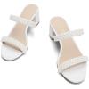 image:imageDREAM PAIRS Womens Two Strap Open Toe Low Block Chunky Heels Sandals Dress Pumps Casual Summer Mules ShoesWhitepearl