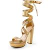 image:imageDREAM PAIRS High Heels Chunky Block Platform Heels for Women Strappy Gladiator Sexy Open Toe Heels Dressy Pumps SandalsGold