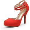 image:imageDREAM PAIRS Office02 Womens Classy Mary Jane Double Ankle Strap Almond Toe High Heel PumpsRedNubuck