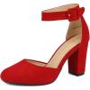 image:imageDREAM PAIRS Womens High Heel Ankle Strap Closed Toe Chunky Wedding Pumps ShoesRedSuede