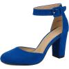image:imageDREAM PAIRS Womens High Heel Ankle Strap Closed Toe Chunky Wedding Pumps ShoesRoyalBlueSuede