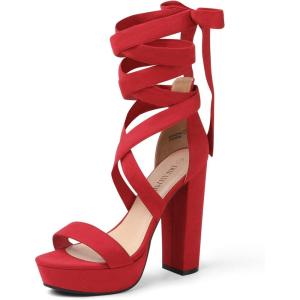 image:imageDREAM PAIRS High Heels Chunky Block Platform Heels for Women Strappy Gladiator Sexy Open Toe Heels Dressy Pumps SandalsRed