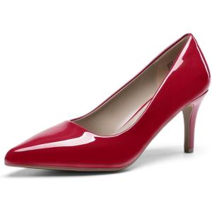 image:imageDREAM PAIRS Womens High Stiletto Heels Closed Pointed Toe Dress Pumps Shoes for Wedding Work Office Business 3 InchesRedPat