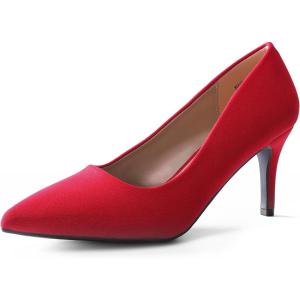 image:imageDREAM PAIRS Womens High Stiletto Heels Closed Pointed Toe Dress Pumps Shoes for Wedding Work Office Business 3 InchesRedSuede