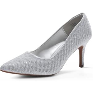 image:imageDREAM PAIRS Womens High Stiletto Heels Closed Pointed Toe Dress Pumps Shoes for Wedding Work Office Business 3 InchesSilverGlitter