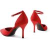 image:imageDREAM PAIRS Womens High Heels Strappy Closed Toe Stiletto Ankle Strap Pointed Toe DOrsay Heel Dress Wedding Party Pumps ShoesRed