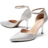 image:imageDREAM PAIRS Womens High Heels Strappy Closed Toe Stiletto Ankle Strap Pointed Toe DOrsay Heel Dress Wedding Party Pumps ShoesSilverglitter