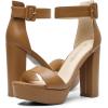image:imageDREAM PAIRS Womens Platform Heel Sandals Open Toe Ankle Strap Heel Fashion Wedding Party Dress Sandals ShoesBrownpu
