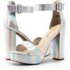 image:imageDREAM PAIRS Womens Platform Heel Sandals Open Toe Ankle Strap Heel Fashion Wedding Party Dress Sandals ShoesSilverpu