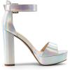 image:imageDREAM PAIRS Womens Platform Heel Sandals Open Toe Ankle Strap Heel Fashion Wedding Party Dress Sandals ShoesSilverpu