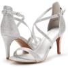 image:imageDREAM PAIRS Womens Strappy Stiletto High Heels Open Toe Rhinestone Wedding Dress Shoes Sparkly SandalsSilverGlitter