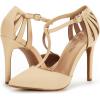 image:imageDREAM PAIRS Womens Womens High Stiletto Heels OppointedMary TStrap Closed Pointed Toe Dress Pumps Shoes for WeddingNude Nubuck