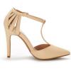 image:imageDREAM PAIRS Womens Womens High Stiletto Heels OppointedMary TStrap Closed Pointed Toe Dress Pumps Shoes for WeddingNude Nubuck