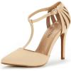 image:imageDREAM PAIRS Womens Womens High Stiletto Heels OppointedMary TStrap Closed Pointed Toe Dress Pumps Shoes for WeddingNude Nubuck