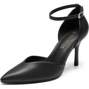 image:imageDREAM PAIRS Womens High Heels Strappy Closed Toe Stiletto Ankle Strap Pointed Toe DOrsay Heel Dress Wedding Party Pumps ShoesBlackPu