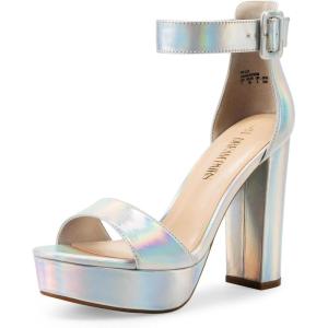 image:imageDREAM PAIRS Womens Platform Heel Sandals Open Toe Ankle Strap Heel Fashion Wedding Party Dress Sandals ShoesSilverpu