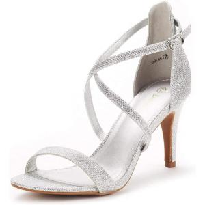 image:imageDREAM PAIRS Womens Strappy Stiletto High Heels Open Toe Rhinestone Wedding Dress Shoes Sparkly SandalsSilverGlitter