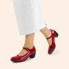image:imageDREAM PAIRS Mary Jane Shoes Women Low Chunky Heels Closed Toe Pumps Comfortable Work Business Dress ShoesRed