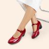 image:imageDREAM PAIRS Mary Jane Shoes Women Low Chunky Heels Closed Toe Pumps Comfortable Work Business Dress ShoesRed