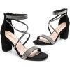 image:imageDREAM PAIRS Womens Chunk Low Heel Pump SandalsBlacksuede